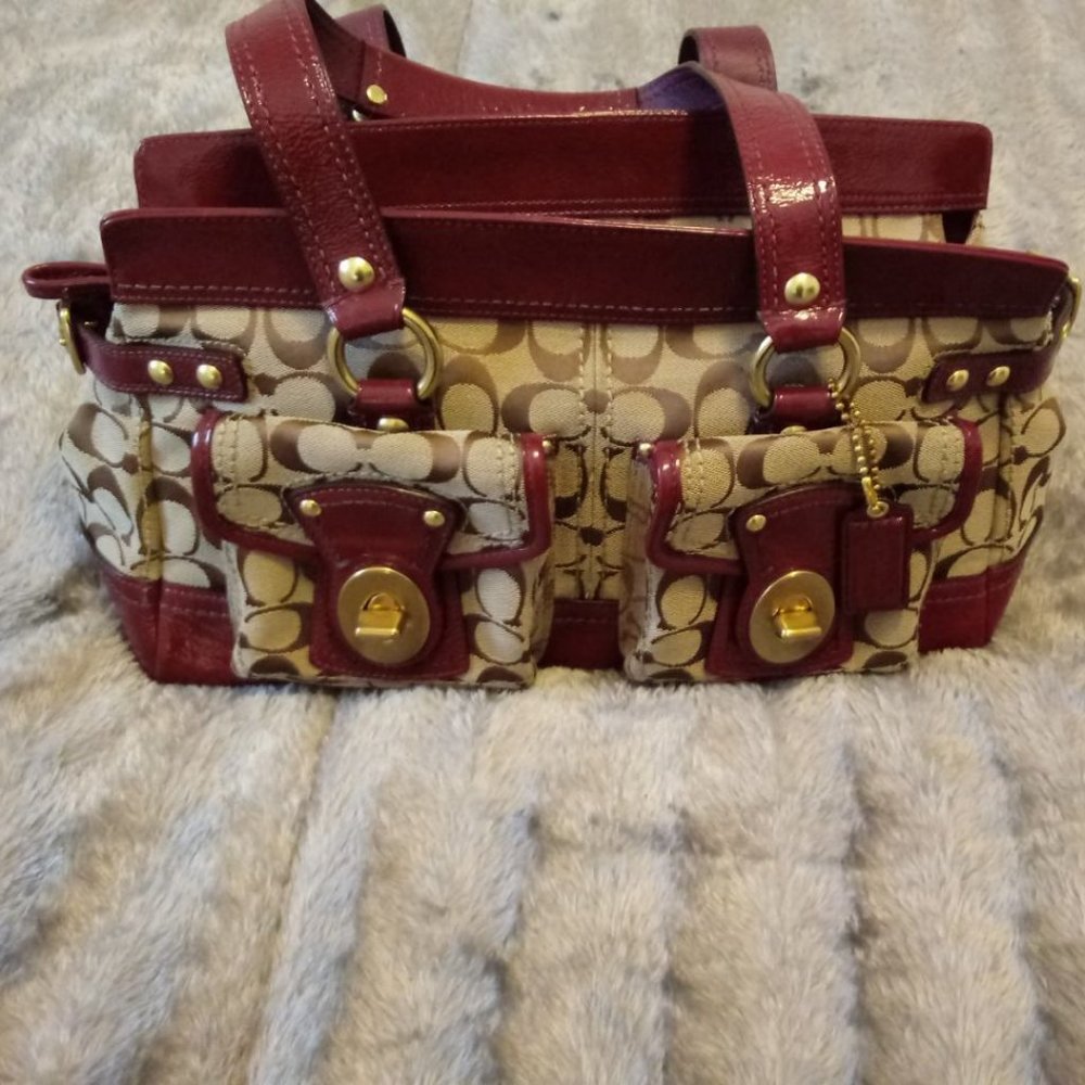 SOLD= F13131 COACH LEGACY SIGNATURE SATCHEL